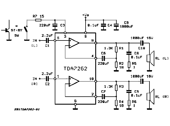 Muster - Schaltplan TDA 7262 aus Datenblatt von Thomson